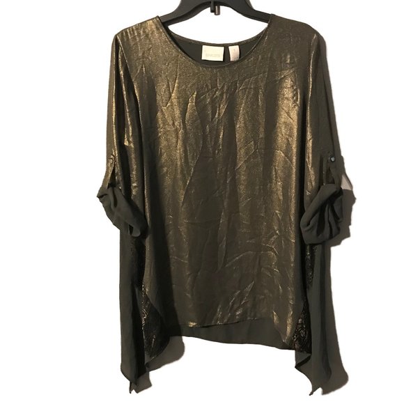 Chico's Olive Green Shimmer Top - Picture 1 of 5